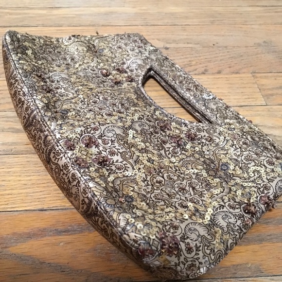 The Limited Handbags - Gorgeous The Limited brown beaded/sequin clutch
